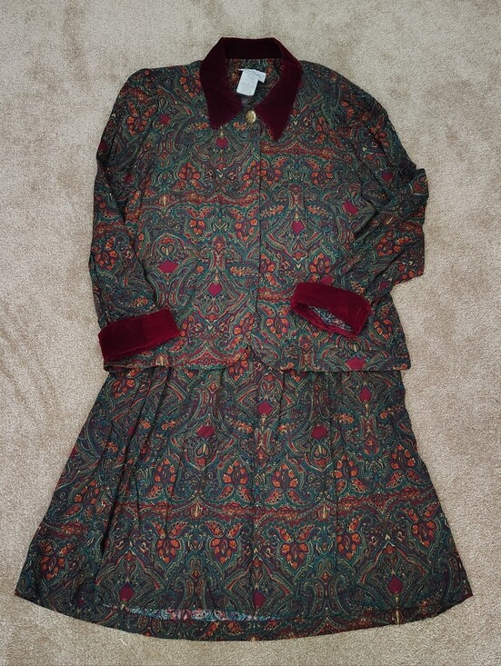 Miss Dorby Dresses & Skirts - Vintage Miss Dorby 2 Piece Paisley Dress  Womens 16P Cottage Core Dark Boho Chic